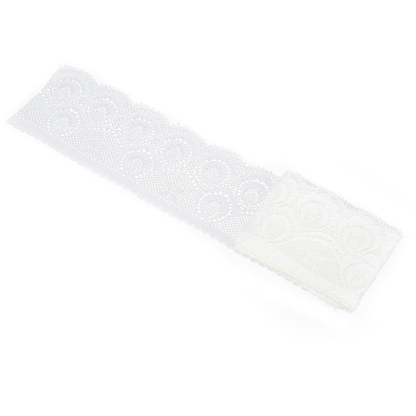Spetsband 5 cm bred vit nylon tandad trim elastisk stretchig tyg syband för hantverk 10 meter