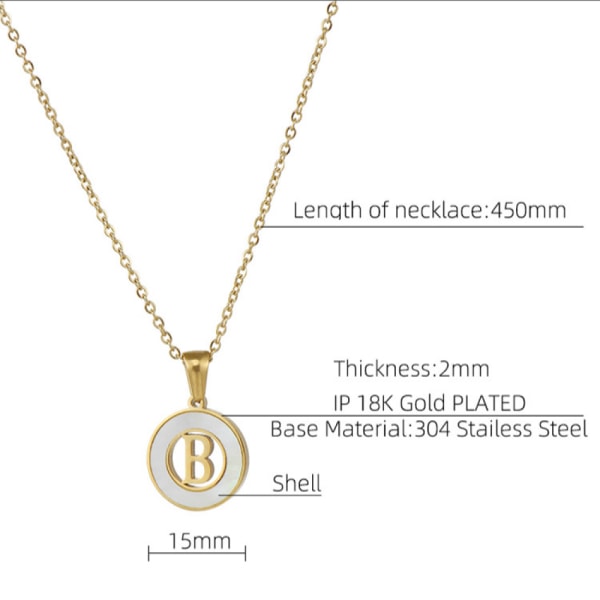 Initial Halsband i Rostfritt Stål för Kvinnor, 18K Guld