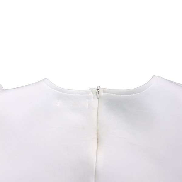 Neliömäinen kuplahihainen yksiosainen lyhyt mekko (valkoinen XXXL)