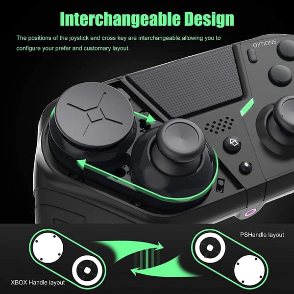 Trådløs kontroller for PS4, Gamepad fjernkontroll med Black