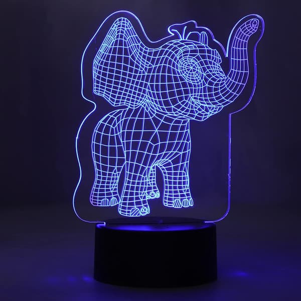 Natlampe, 3D Natlampe USB-opladning 3D Elefantform 7