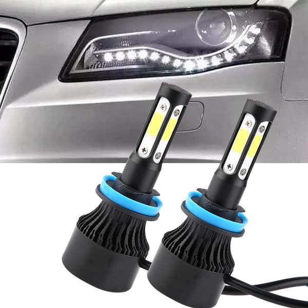 2 stk LED Forlygter Bil Forlygte Pære 6500K