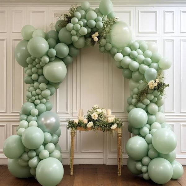 130PCS Salviagrön Ballonger Olika Storlekar 18\" 12\" 10\" 5\" Ballongbåge Dekorationsset Perfekt för Födelsedagsfest, Examen, Babyshower, Bröllop, Holi Sage Green