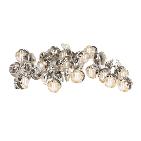 150 stk. Dekk over knapper Faux Pearl Style Plast Metall Bred applikasjon Kvinner Brosje Knapper for Sying Håndverk DIY Perle Blomst
