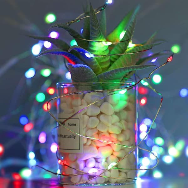 LED-fe lys batteridrevet, Sanniu 1 pakke mini batteri Multicolor 2m/6.5ft