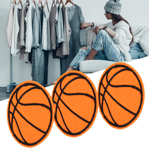 10 st tygpatch fotboll basket rugby bordtennis bollform DIY handgjord sömnad kläder tillbehör (basketboll)