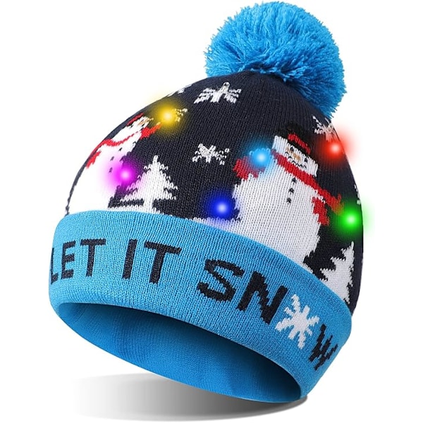 LED-upplyst mössa, stickad beanie med färgglada LED-lampor, överraskande julklapp, semester- och födelsedagspresent till barn, pojkar och flickor