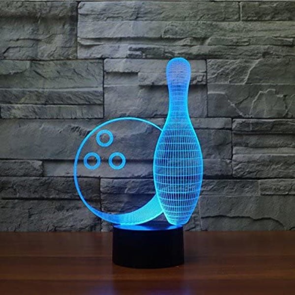 3D Bowling Night Light Touch Bord Skrivbord Optisk Illusion Lam