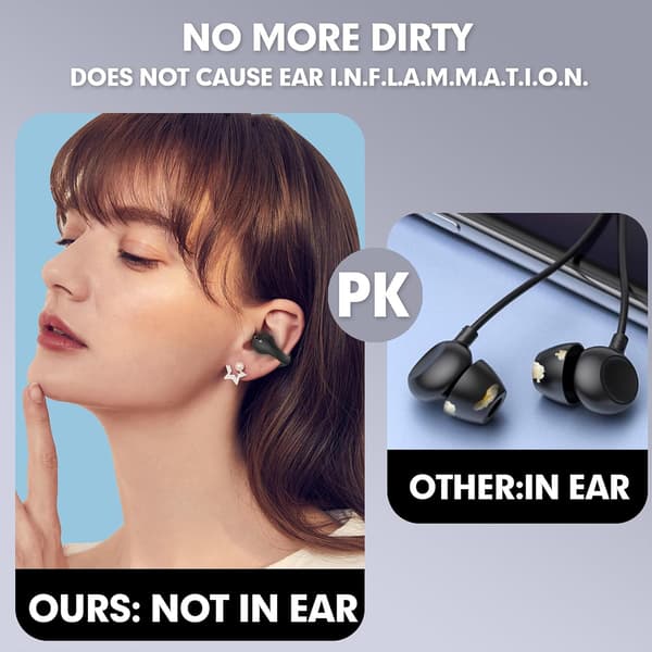 Clip-on øreklipser ørepropper åbne ørehovedtelefoner trådløse Bluetooth øreklips knogleledende ledningshovedtelefoner øretelefoner headset knogleledning Ea Black