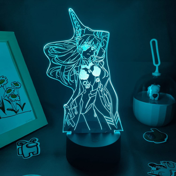 CLYARTPS Anime Evangelion 3D LED-lampa EVA-01 Testtyp Figurer Ljus för Sovrumsdekoration Barnfödelsedagspresent Manga Gadget Akryl Nattlampa EVA Ljus Anim