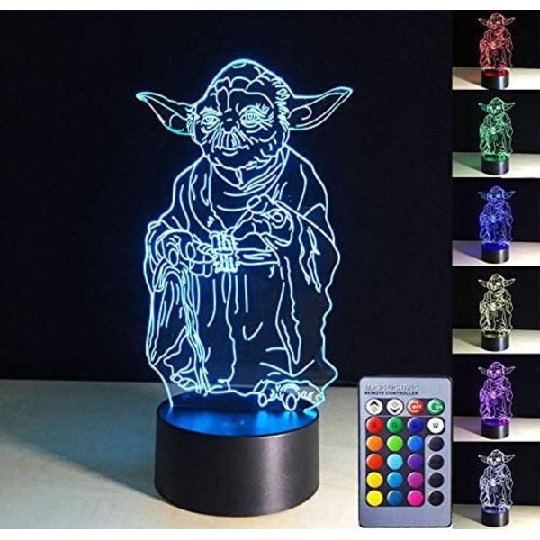 3D LED nattlampa, 3D illusionslampa 7 färger skiftande