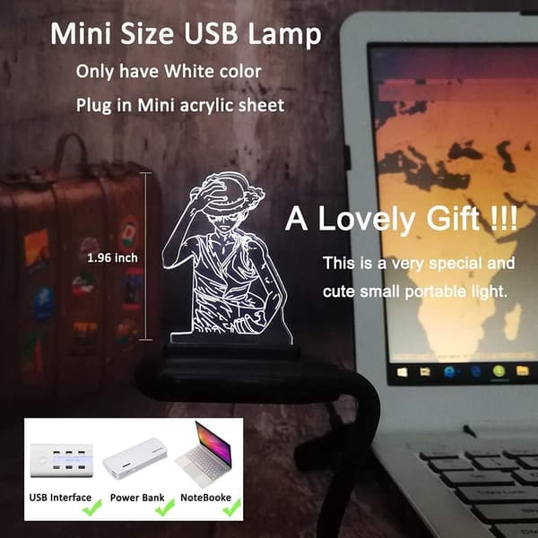 Japanilainen anime Monkey D. Luffy Roronoa Zoro 3D LED-illuusio Nig