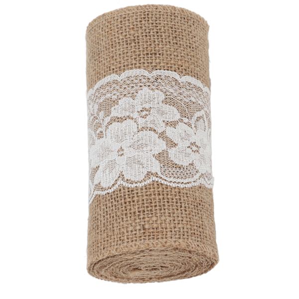 Jutesnöre 15x220cm Utsökt Vacker Jutevävsrulle för DIY Sömnad Broderi Festdekorationer