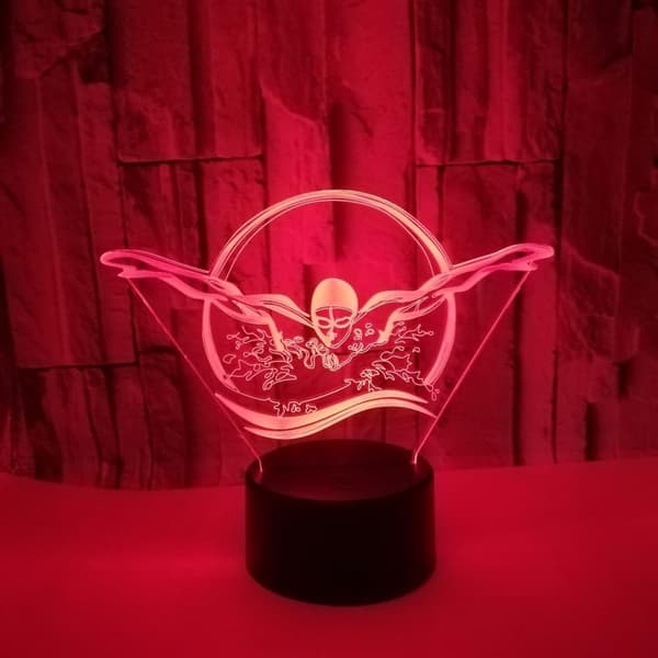Optisk Illusjon 3D Svømme Nattlys 16 Farger Endring USB