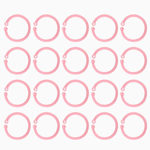 20 stk. bogbinderinge, fleksible løse blads spænder, 30 mm papir enkelt ring til kortfiler, pink