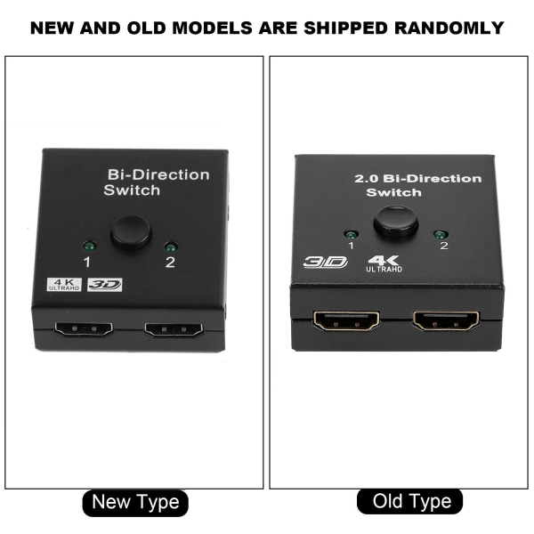 HD Multimedia Interface 2 ingångar till 1 utgångs switch HD Multimedia Interface Splitter Tvåvägs HD Multimedia Interface Switcher Stöd 4K