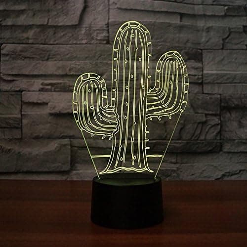 3D Kaktus Nattlys Bord Skrivebord Optisk Illusjon Lamper 7 Fa
