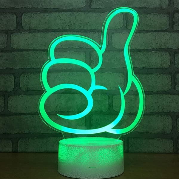 Tommelfinger 3D LED Optisk Illusion Natlampe med Smart Touch &