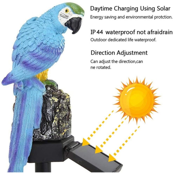 Solcellslampor, papegoja som sätter in marklandskapsbelysning R Blue