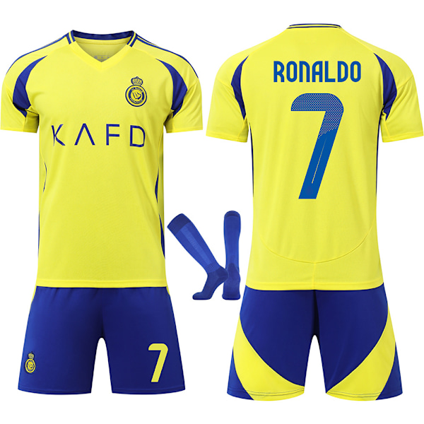 24/25 Fodbolddragt til Børn Træningsdragt Fodbolddragt til Drenge, Al-Nassr NO.7 Fodboldhold Træningsdragt Trøjer Shorts og Strømper S