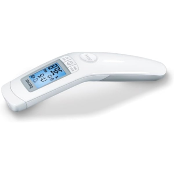 3-i-1 Panntermometer Beröringsfri, Kropp, Yta, Rumstemperatur, Hög Noggrannhet, Stor Blå Bakgrundsbelyst LCD-skärm, 60 Minnesplatser