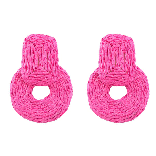 Raffia Runde Dråpe Øredobber, Rattan Hoop Dingle Øre