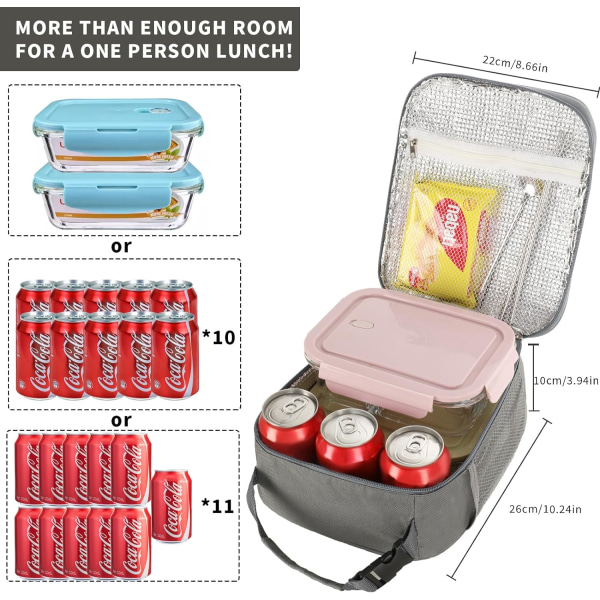 Lunch Box Lunch Bags för kvinnor Lunchbox Lunch Bag Isolerad Lunch Bag Lunch Box Lunch Boxes (Grå) Gray