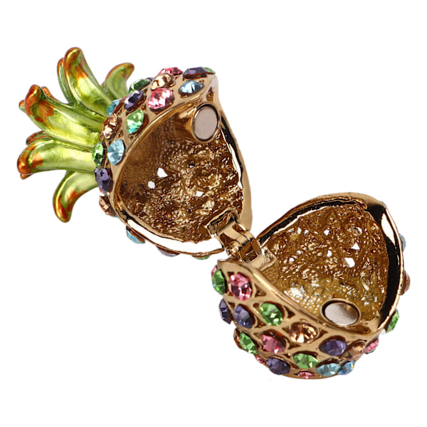 Ananas Trinket Box Mini Storlek Rhinestone Legering Livfulla Färger Bred Applikation Bejeweled Box för Smycken Toalettbord