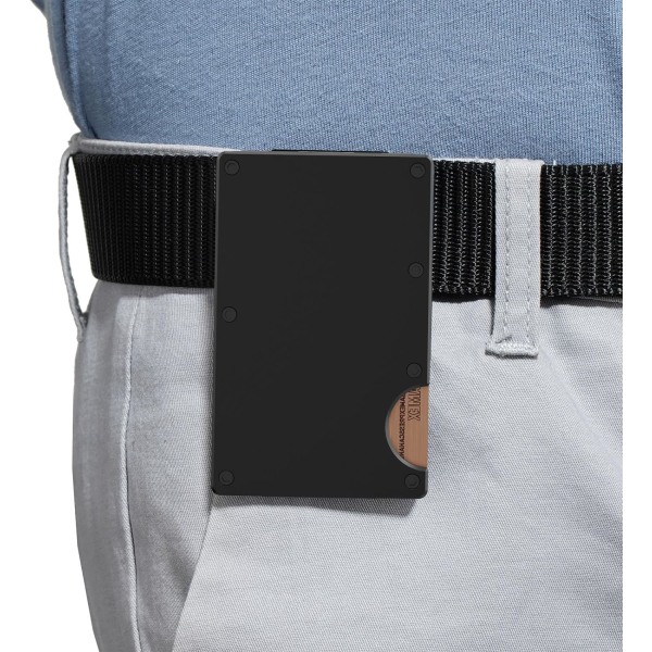 Plånbok för män, smal metallplånbok med pengaclip, minimalistisk plånbok för män, kreditkortshållare plånböcker för män present Black