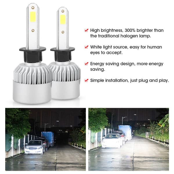2 stk S2-COB H1 Bil LED Hovedlys 6000K IP67 Vanntett Frontlys
