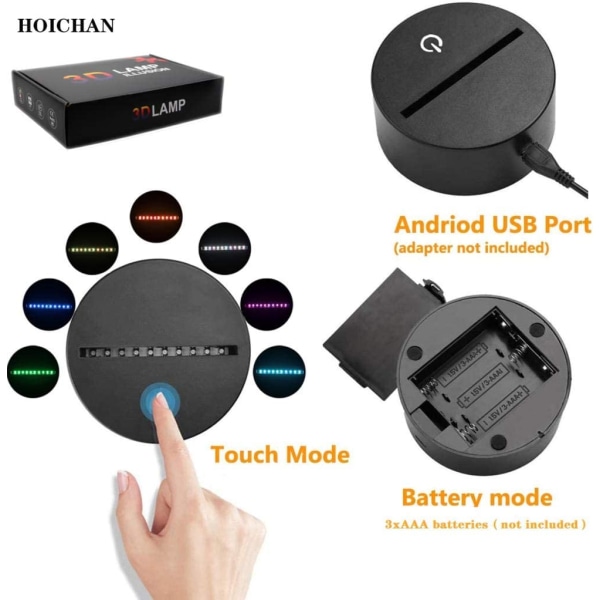 3D nattlampa touch switch bord skrivbordsillusionslampor anime