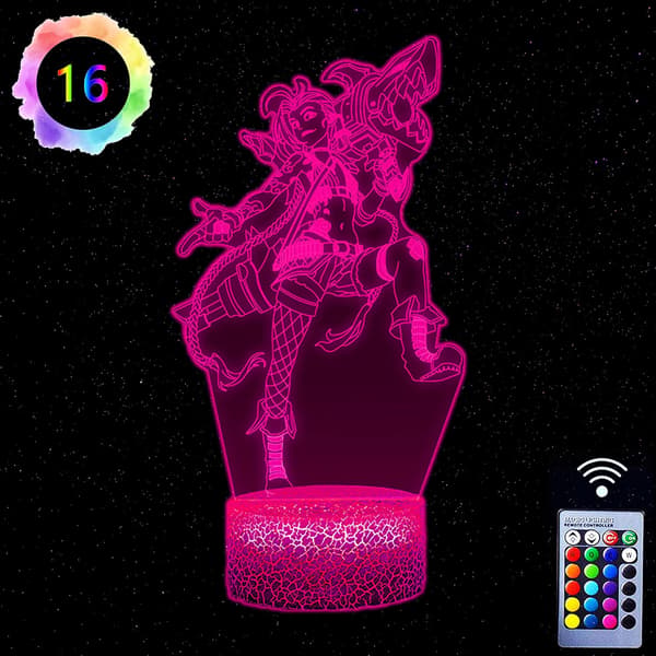 Jinx Arcane Lampe Nattlys for Barn Bursdagsgave 3D Illusionslampe Optisk Led Skrivebordsgaver