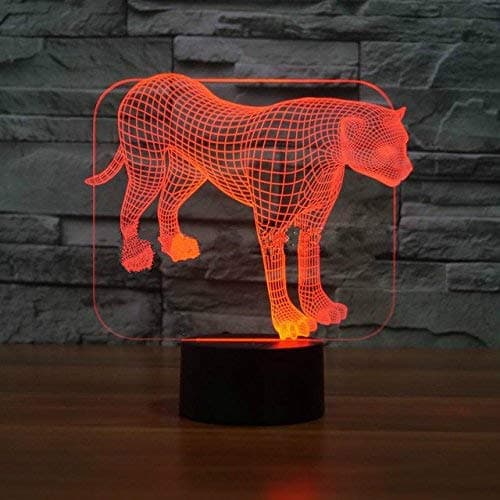 Animal Leopard 3D Natlampe 7 Farveskift LED Bordlampe