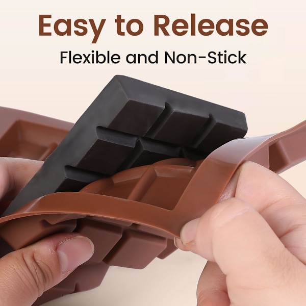 Chokoladebarforme Deep Silikon Bryd-Fra Chokolade Non-Stick Protein og Energibarform Kvadrat Tyk Slikbarform Voks Smelteform 2 Pak
