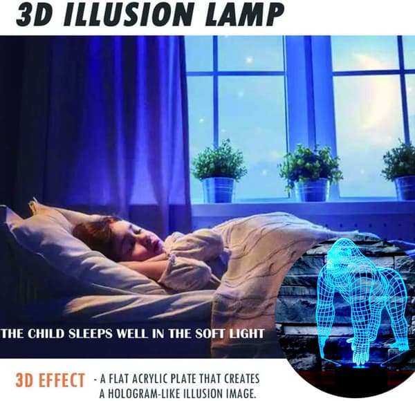 Panda 3D LED-valot Illuusio Valot Lapsille Optinen Illuusio