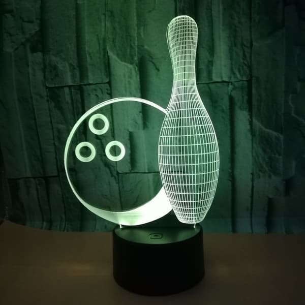 3D Bowling Nattlys Bord Skrivebord Optisk Illusjon Lamper 7 C