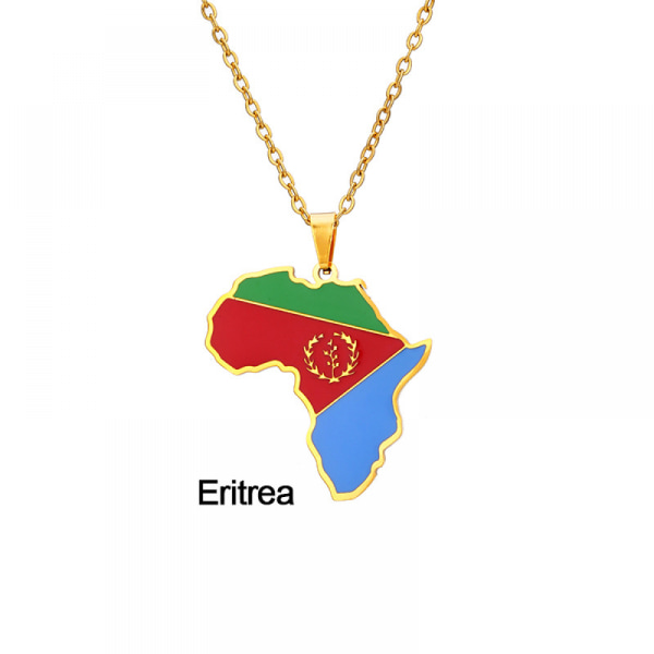 Halsband i rostfritt stål, Eritrea Eritrea karta hänge