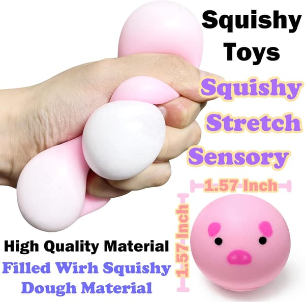 Mini Gris Dumpling Squishy Fidget Legetøj (3-pak), Sensoriske Stressbolde til Voksne og Børn, Stresslindrende Dejbolde, Festgaver