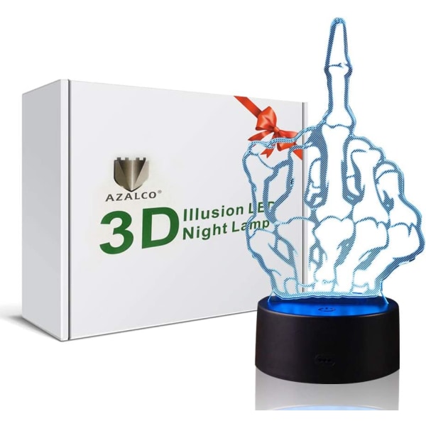 3D Illusion långfinger Tummen Upp Nattlampa med 16