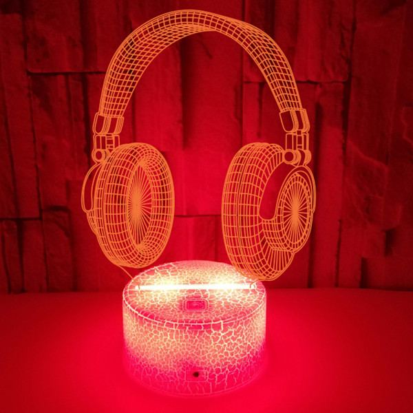 Headset 3D nattlampa, 7 färger som ändras med touch & fjärrkontroll