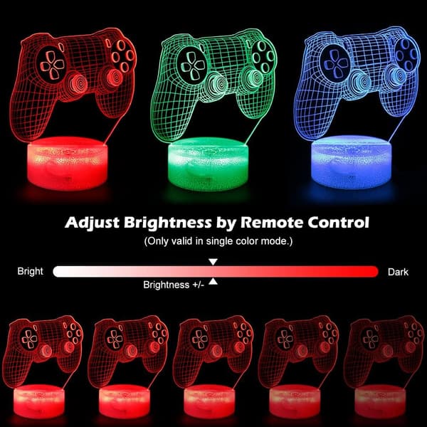 Gamepad 3D Nattlampe, Dynamiske RGB-farger som endrer 3D-illusjon