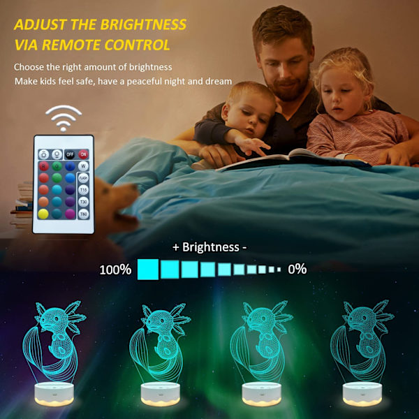 Axolotl Nattlampa, 3D Illusionslampa med Fjärrkontroll + Touch 16 Färger Blinkande Växlande + Timer Skrivbordslampor Barnrumsdekoration Bästa Festivalfödelsedagspresenter