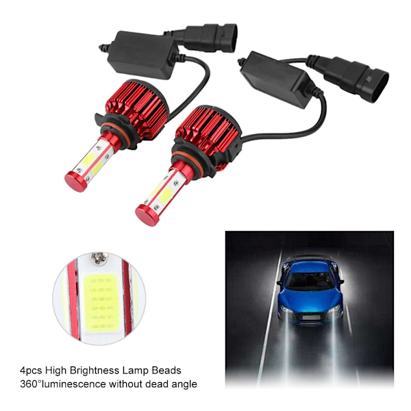 1 Par X6-COB Bil LED Forlygte H4 H7 H11 H13 5202 9004 9005 9006 9007 9012 Hovedlampe (9012)