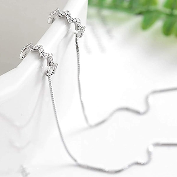 925 Sterling Silver Wave Cuff Chain Earrings Wrap