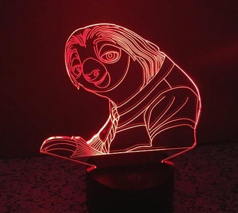 Födelsedagspresent Sloth 3D optisk illusion rolig present nattlampa