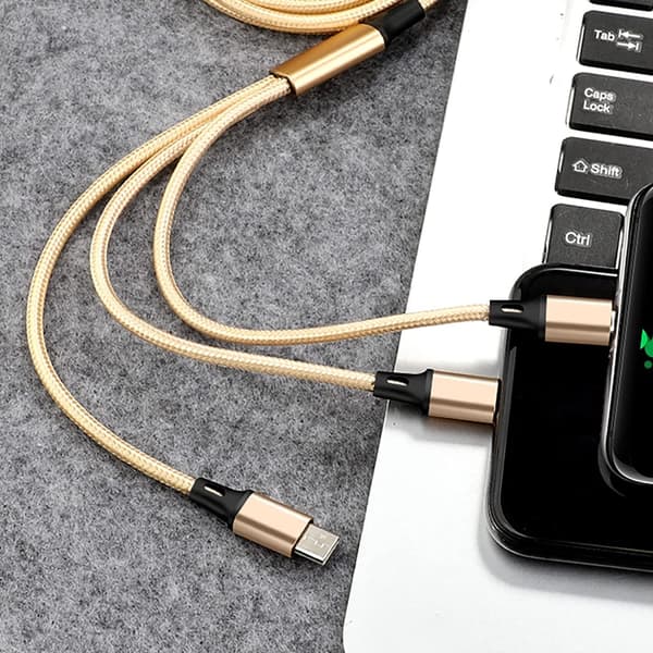 Universaali 3in1 Nylonpunottu USB-latauskaapeli, 1,2 m
