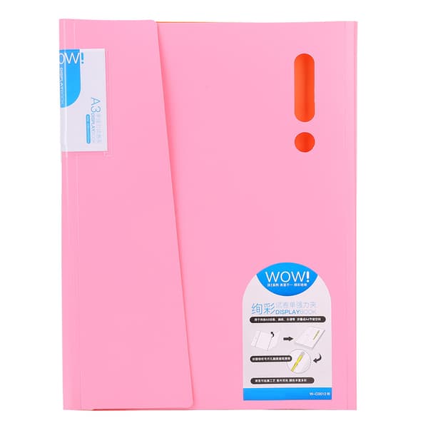 Farget dokumentmappe Sterk kraft Sterk A3/A4 testpapir klips Dokumenter mapper (Rosa)