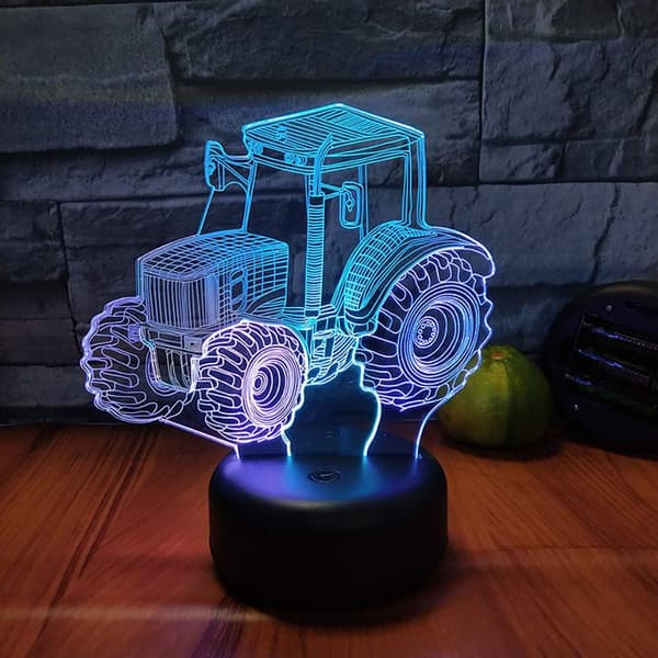 Traktor nattlys 3D illusjon LED lampe bursdagsgave festivalgave til gutt menn barn