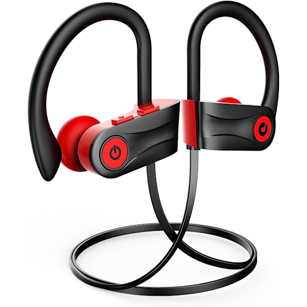 Bluetooth-kuulokkeet, langattomat juoksukorvanapit 16 tunnin toistoajalla, HD Deep Bass Stereo IPX7 vedenpitävät kuulokkeet Selkeät puhelut Äänen eristys Spor Red
