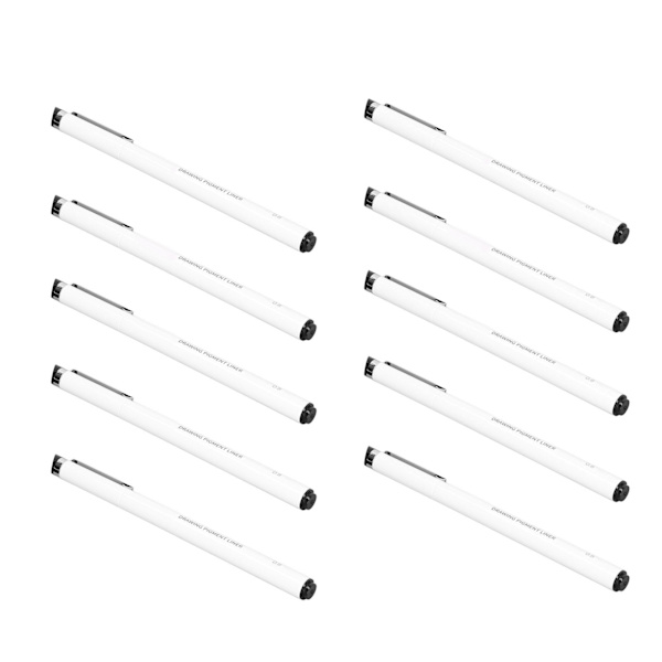 10 st Fineliner pennor Svart bläck Hållbar Vattentät Fadeless Hög jämnhet Ritpennor för anteckningsdesign Skissritning